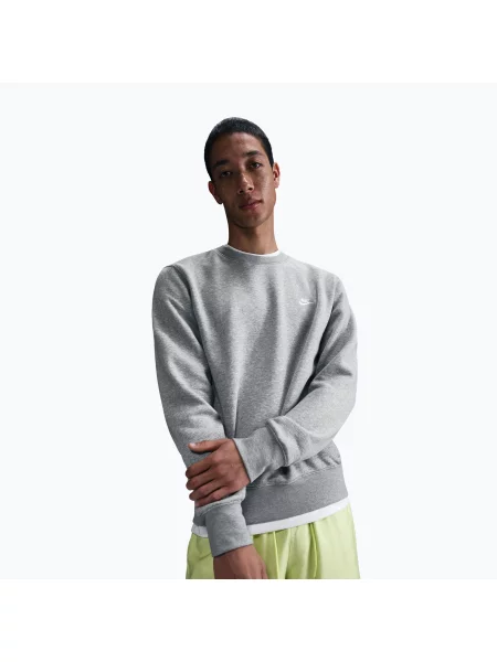 Mikina Nike Club Fleece Crew dark grey heather/white bílá