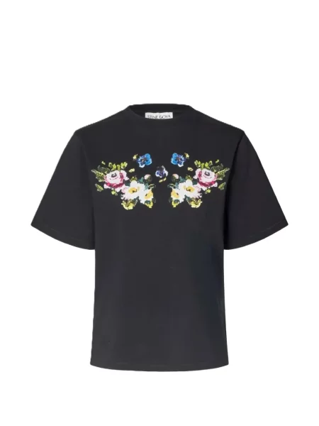 Tricou Stine Goya cu model floral cu imagine negru