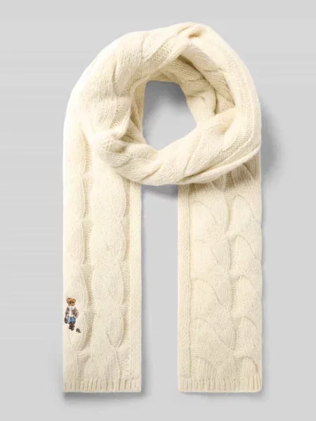 Szal z haftem zimowego niedźwiedzia Polo Ralph Lauren biała