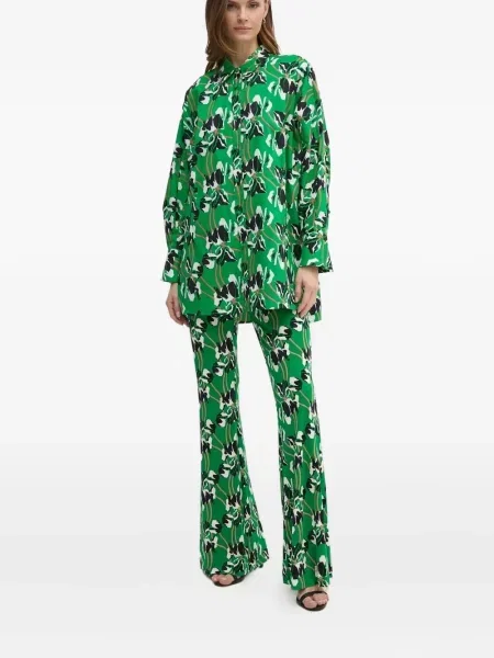 Pantaloni Dvf Diane Von Furstenberg cu imagine verde