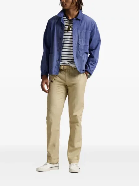 Tricou Polo Ralph Lauren din piele cu broderie în carouri maro