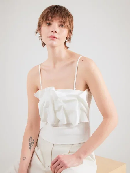 SELECTED Top SLFVINELLE natural alb