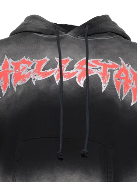 Ošišano majica s kapuljačom Hellstar s printom crna