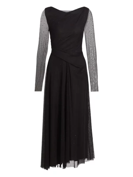 Przezroczysta sukienka midi Talbot Runhof do kolan garniturowa czarna