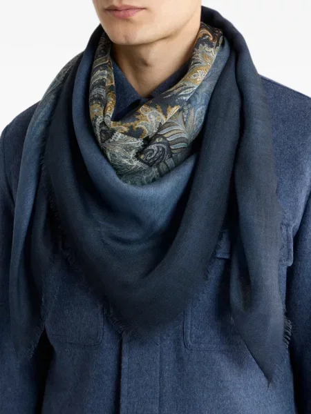 Fular Etro cu imagine cu model paisley albastru