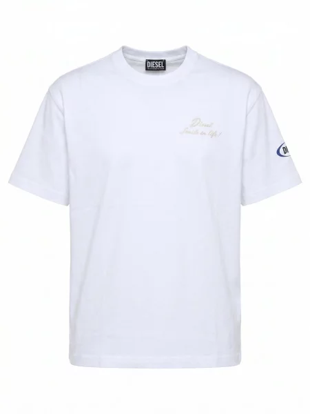 DIESEL Tricou T-WASH-SMILE' alb