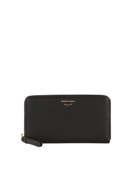 Lniany portfel Emporio Armani czarny