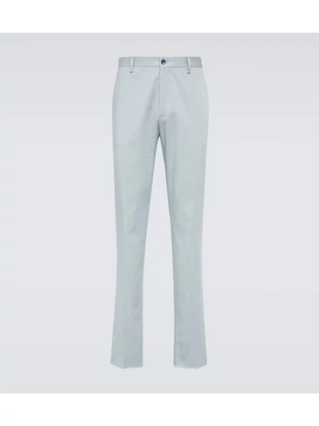 Žakárové chinos Etro s výšivkou s paisley potiskem modré