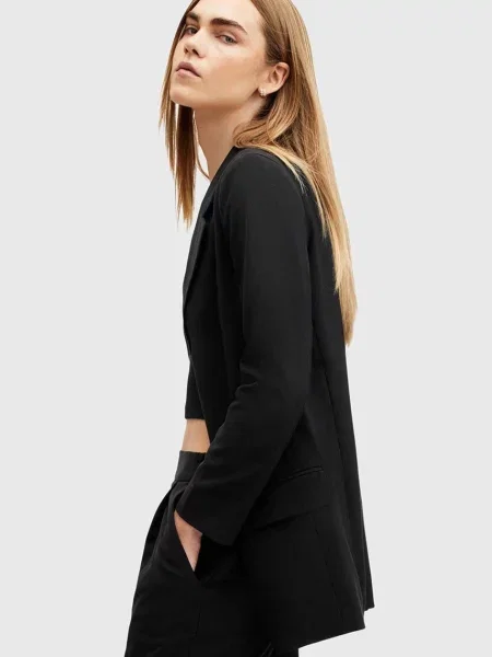 Піджак AllSaints ALEIDA TRI BLAZER без застібки однотонний чорний