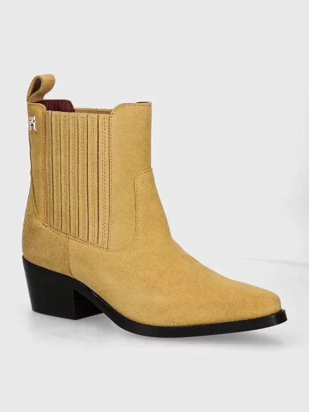 Велурени боти челси Tommy Hilfiger TH SUEDE COWBOY BOOT с дебел бежово