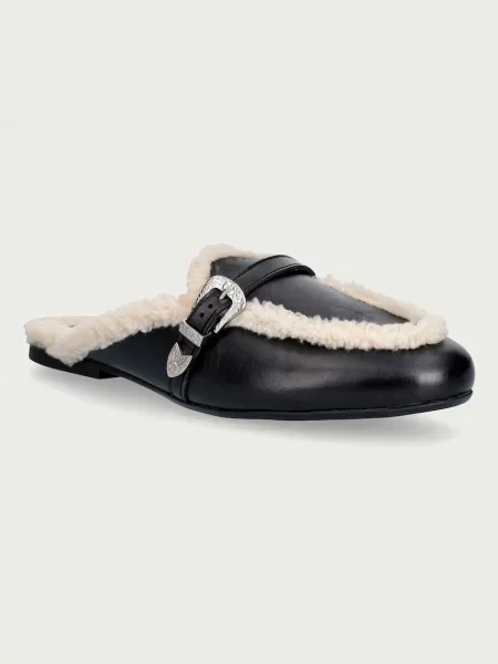 Posa șlapi mocasini pentru femei din piele Aspen Mule negru