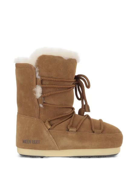 Botine Moon Boot cu șireturi din dantelă maro