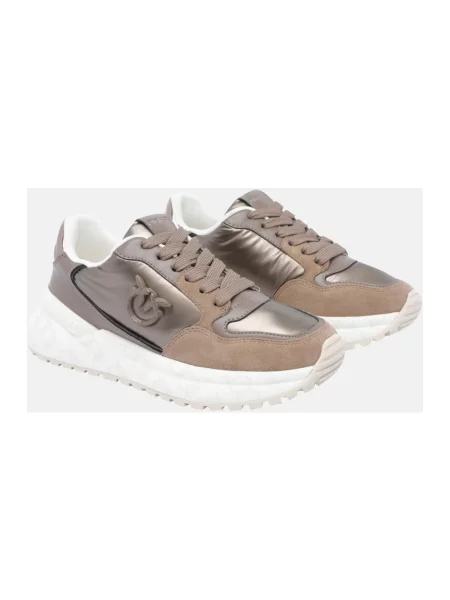 Sneakersy Pinko skórzane brązowe
