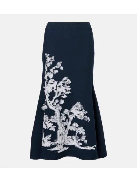 Fustă midi Erdem cu imagine până la genunchi albastru