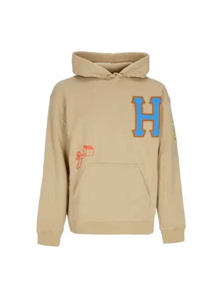 Bluza z kapturem Huf z naszywkami casual beżowa