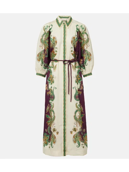 Rochie tip cămașă Alemais de in cu imagine