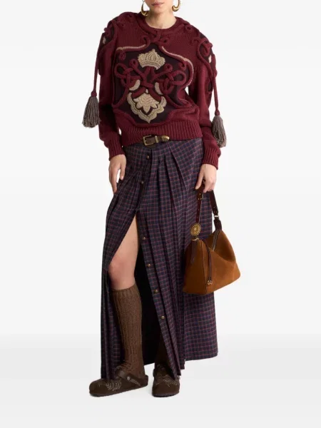 Pulover Etro cu broderie de lână roșu