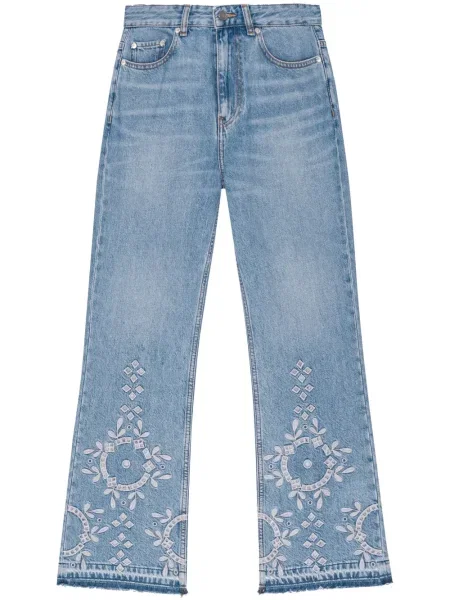 Blugi Ganni cu broderie albastru