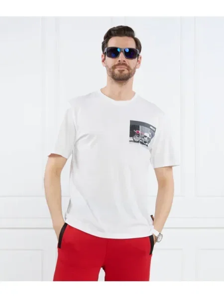 BOSS ORANGE Tricou TeeMotor | Relaxed fit alb
