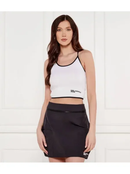 Top din denim Karl Lagerfeld Jeans alb