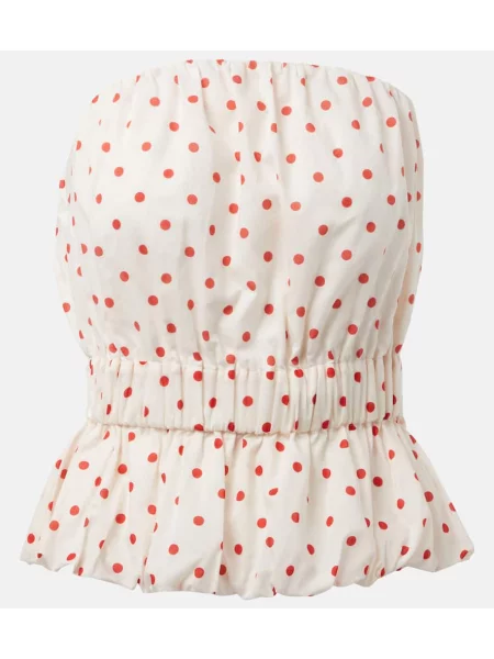 Lniany top Posse w grochy biały