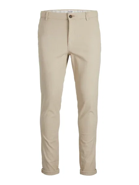 JACK & JONES Chino nohavice Marco tmavobéžová / púdrová čierna