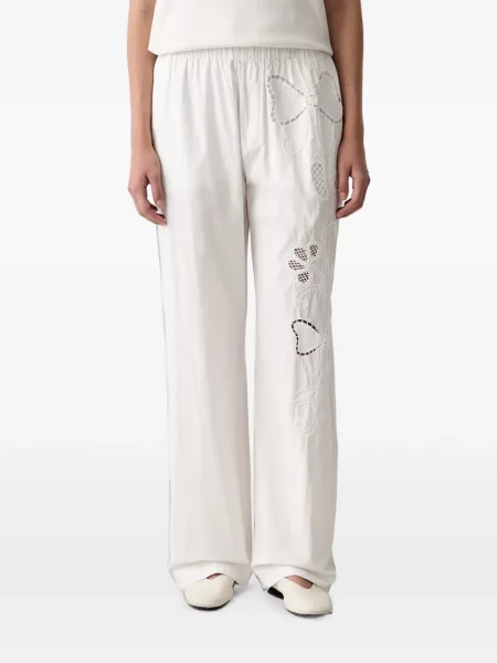 Pantaloni Stine Goya cu broderie alb
