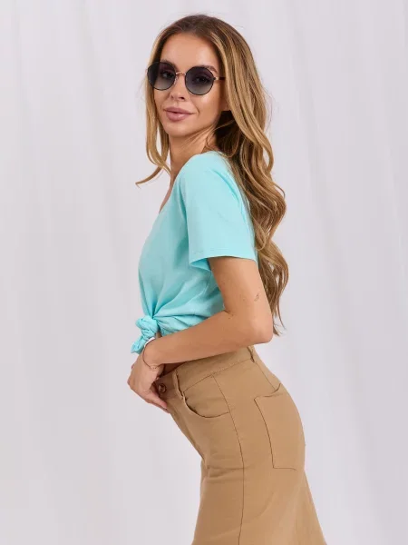 Tricou Rue Paris cu decolteu în V mentă