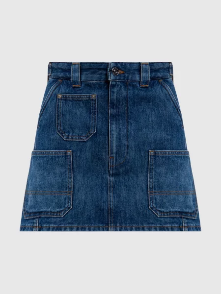 Джинсова спідниця-карго з вишивкою логотипа Givenchy синя