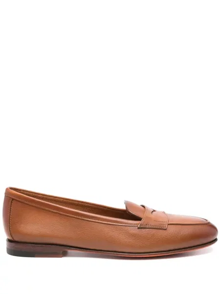 Pantofi loafer Santoni din piele maro
