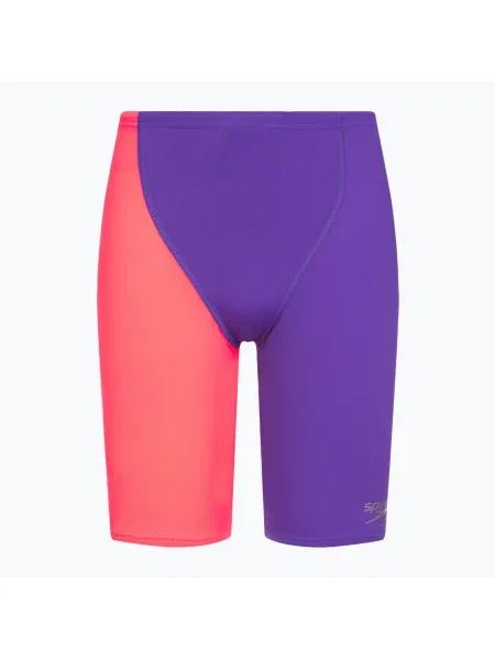 Детски бански Speedo Endurance+ с висока талия лилаво/червено червено