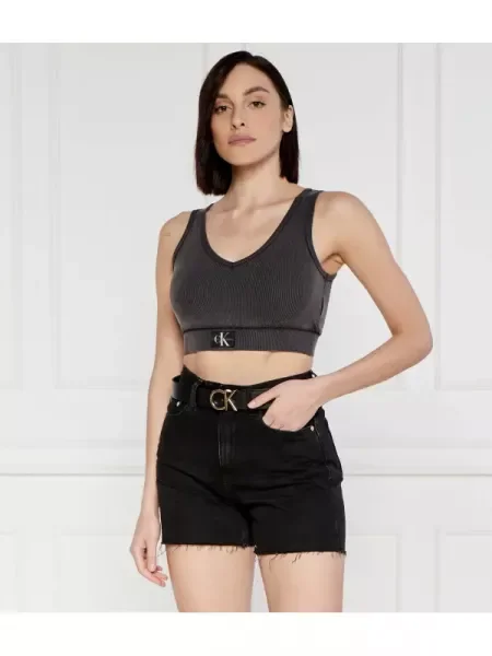 Cropped farmer felső Calvin Klein Jeans szürke