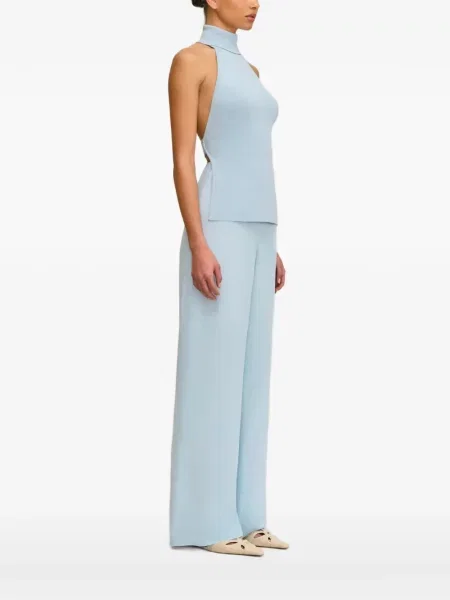 Top halter Cult Gaia cu gât halter albastru