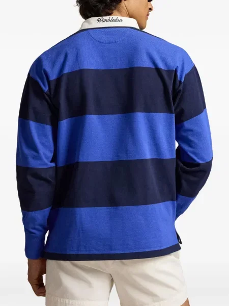 Șapcă Polo Ralph Lauren de mătase cu dungi cu cataramă albastru