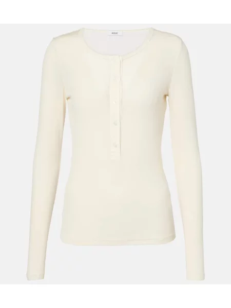 Cămașă Agolde cu guler henley alb