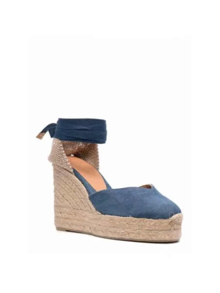 Espadryle Castaner na koturnie niebieskie