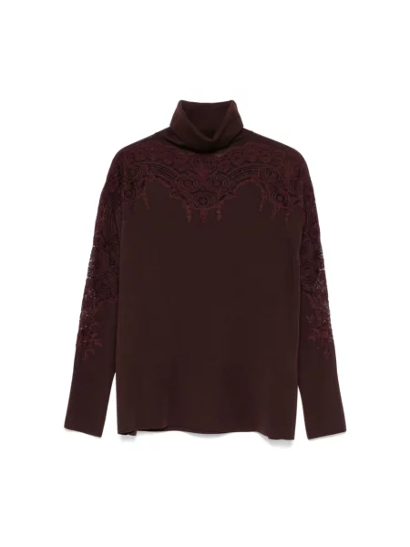 Sweter z golfem Ermanno Scervino wełniany do golfa brązowy