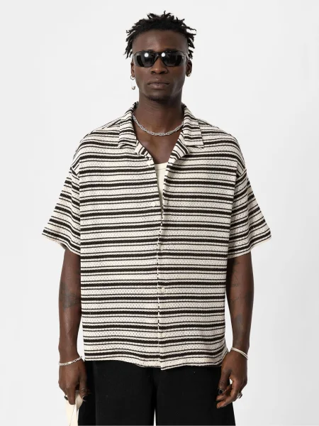 VAMOS CLO Košeľa čierna biela