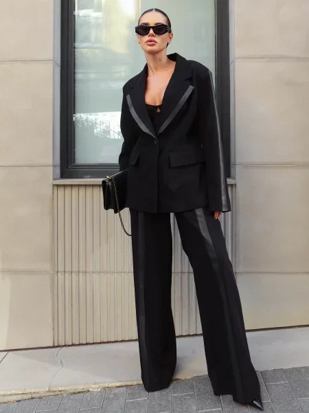 Штани палаццо Jadone Fashion Briuky_Fler_chornyi віскоза/поліестер чорний