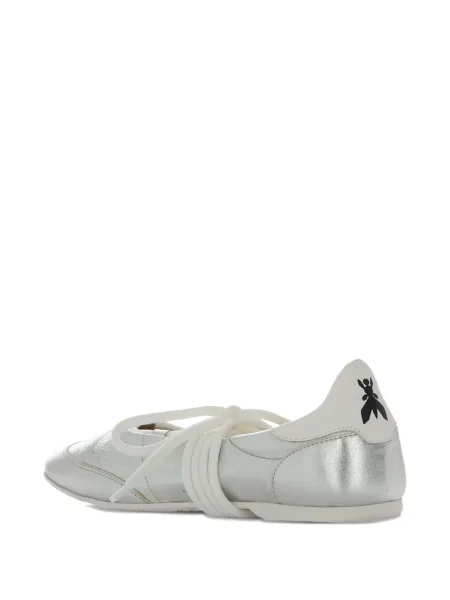 Кожени балеринки Patrizia Pepe с връзки сребристо