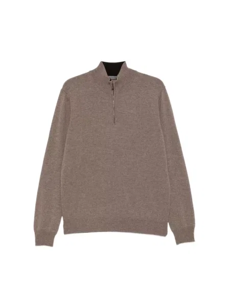 Sweter z golfem Corneliani wełniany brązowy