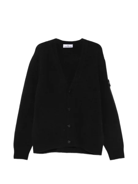 Cardigan Stone Island cu decolteu în V cu strasuri negru