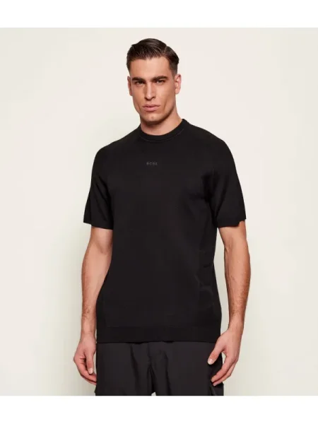 BOSS GREEN Pulover KN_Tour Seamless T cu adaos de lână negru