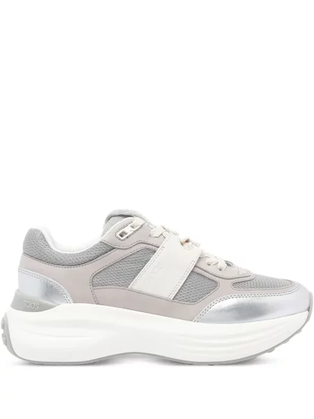 Sneakersy Tod's sznurowane na platformie koronkowe szare