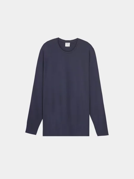 Piazza Italia Лонгслів Темно-синій Бавовна/еластан синій