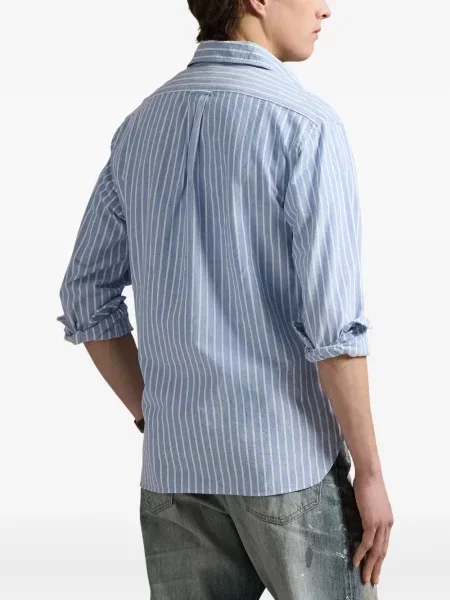 Tricou polo Polo Ralph Lauren cu imagine cu dungi din țesătură twill albastru