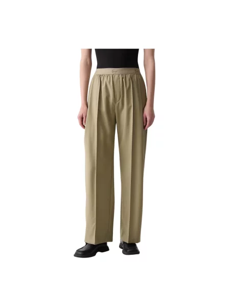 Kenzo spodnie wide leg wełniane zielone