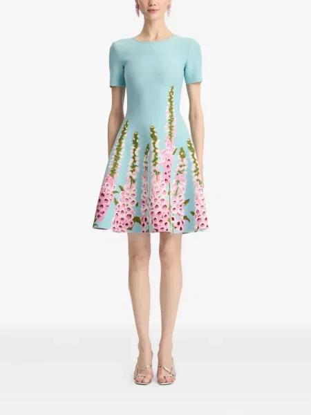 Rochie Oscar De La Renta din jacard de costum albastru