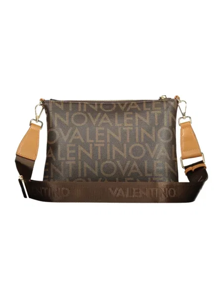 Lniana torebka Valentino By Mario Valentino biznesowa brązowa