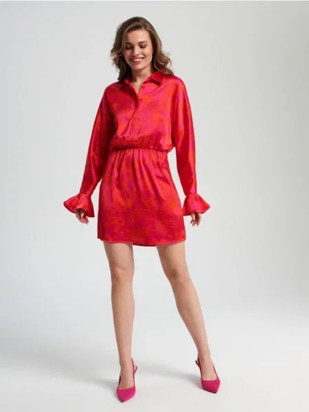 Міні-сукня з об’ємним рукавом різнобарвний